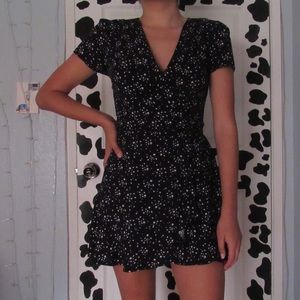 Black and white wrap dress